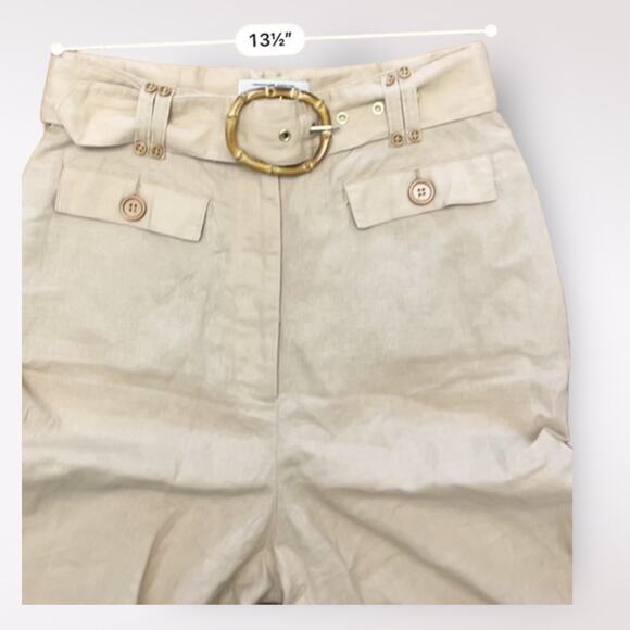 Finders Keepers Pants Belted Size US 6 Tan Linen and Cotton - Picture 4 of 12